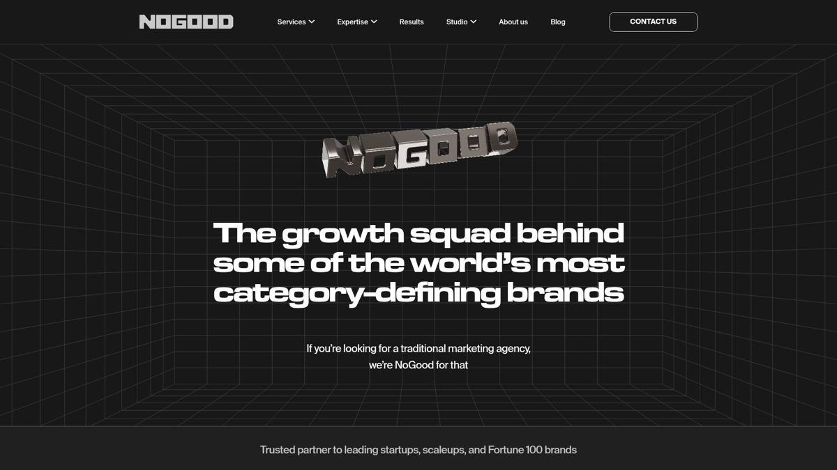 Homepage screenshot of NoGood, a New York growth marketing agency